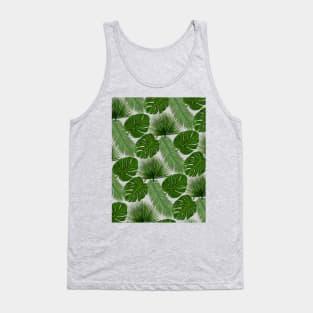 Tropical Leaf Scatter Pattern on Grey Tank Top